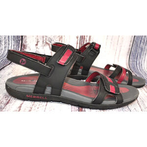 Merrell Lissum Women's size 9 Hiking Sport Sandals Ridge Black/BeetAnkle Strap